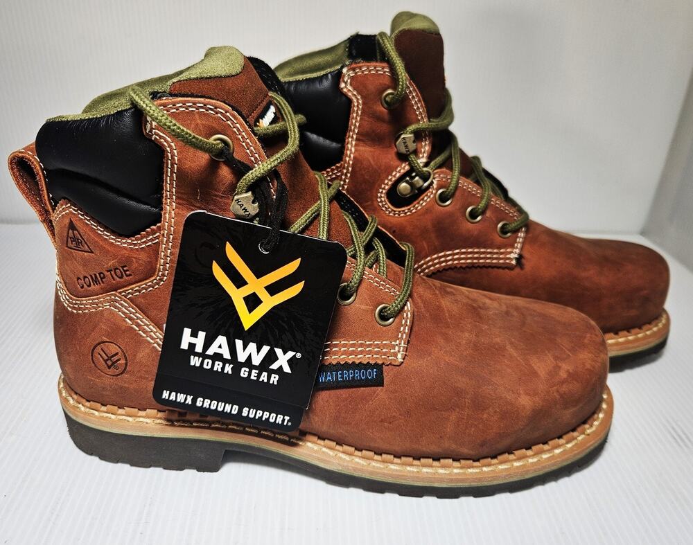 HAWX Work Gear Women’s Waterproof Composite Toe leather Boots Sz 7B NEW